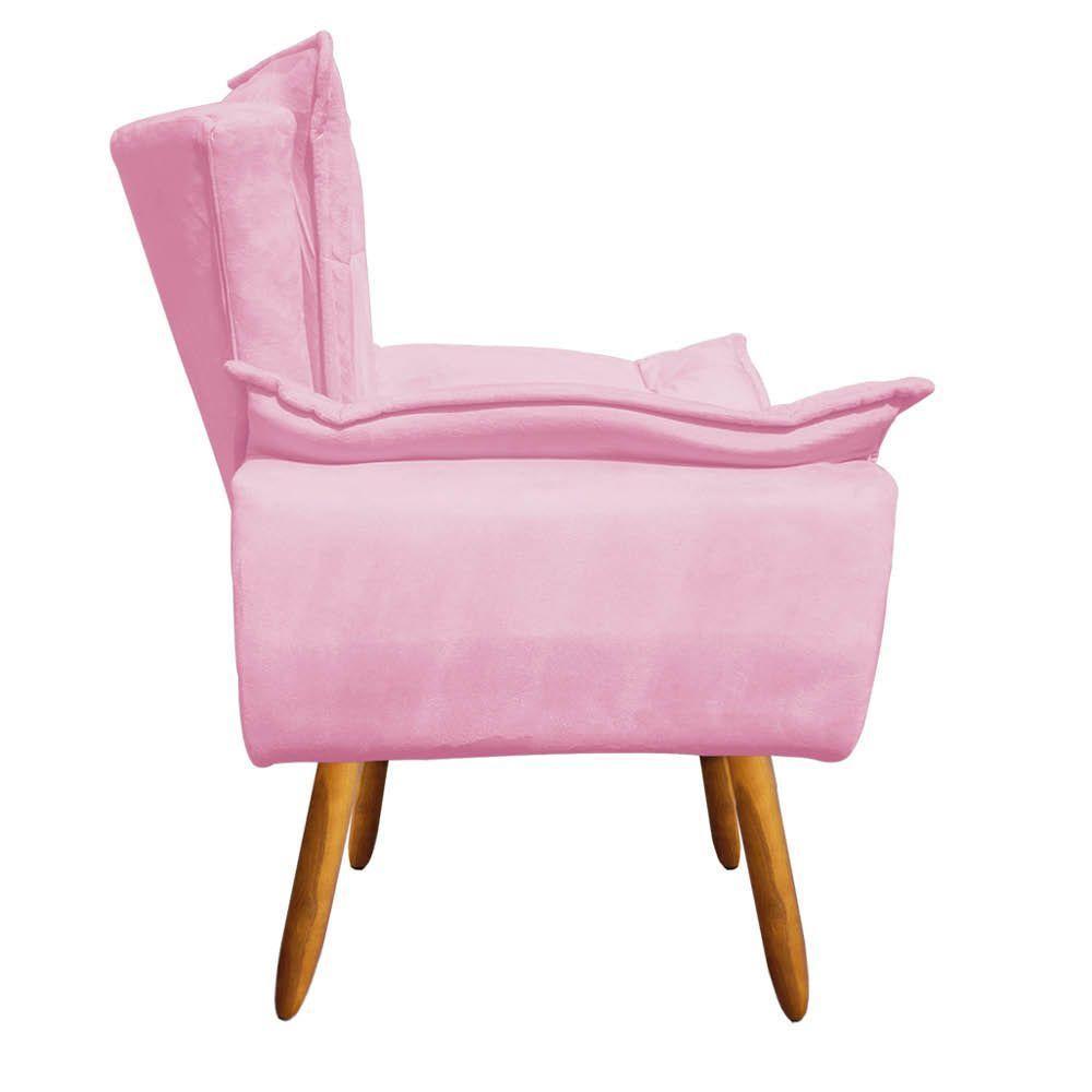 Kit 01 Namoradeira 02 Poltronas Suede Rosa Bebê - 2