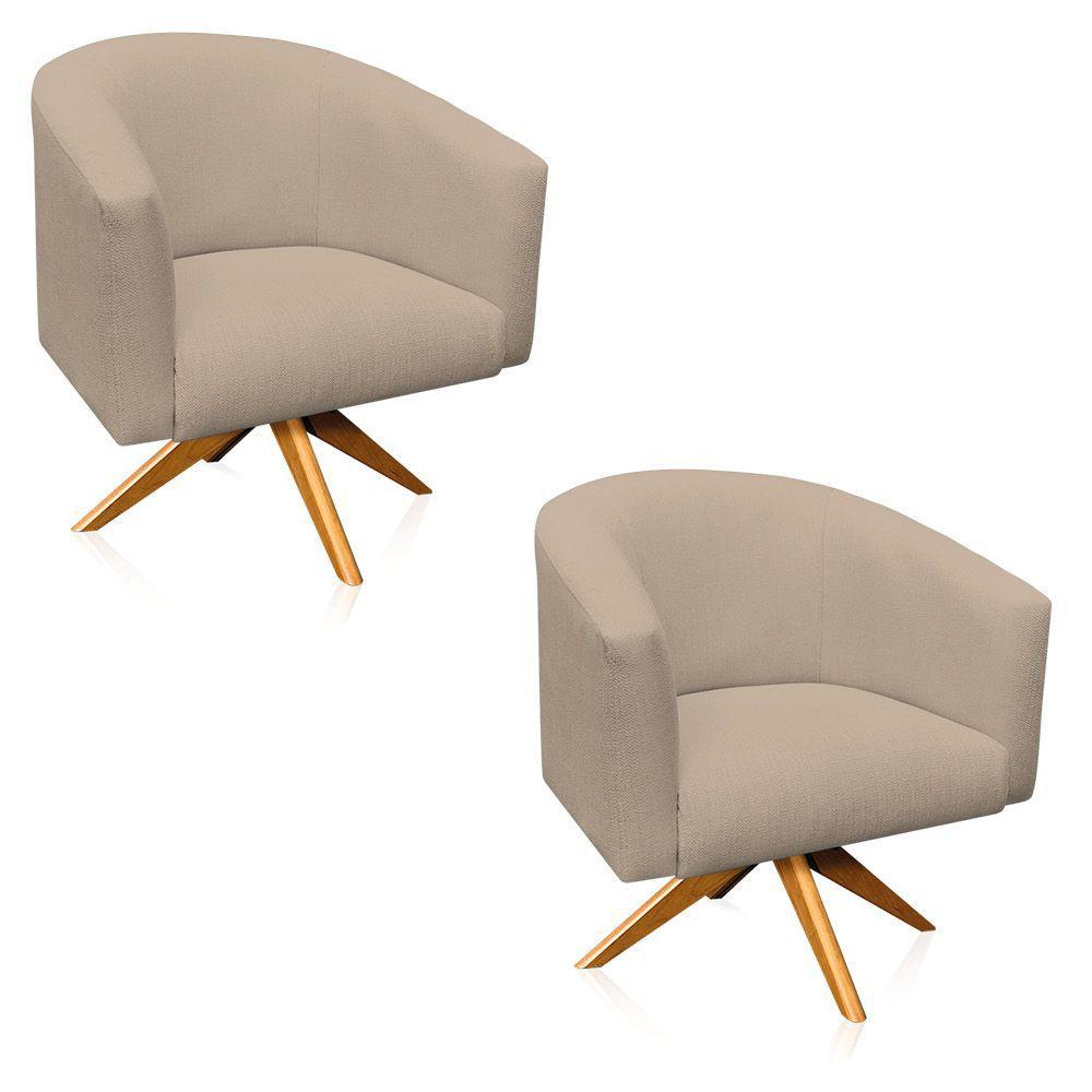 Kit 02 Poltronas Stella Linho Grosso Bege A19 - 2