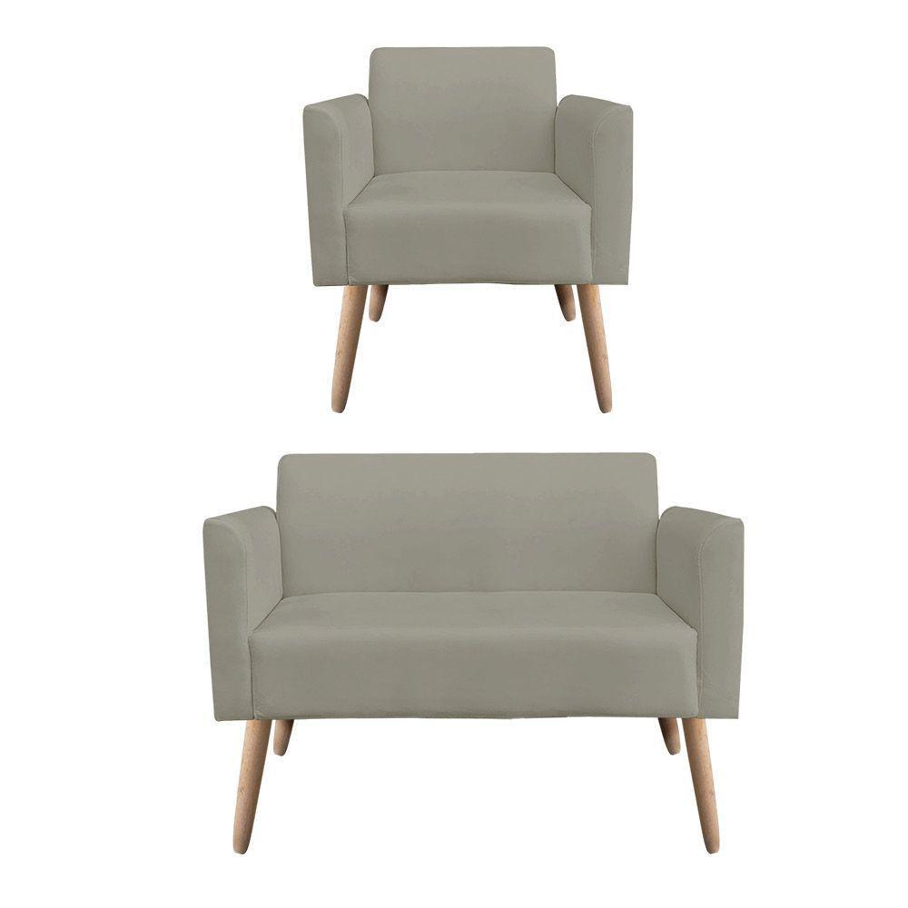 Kit 1 Namoradeira E 1 Poltrona Marisa Suede Marrom Rato - 1