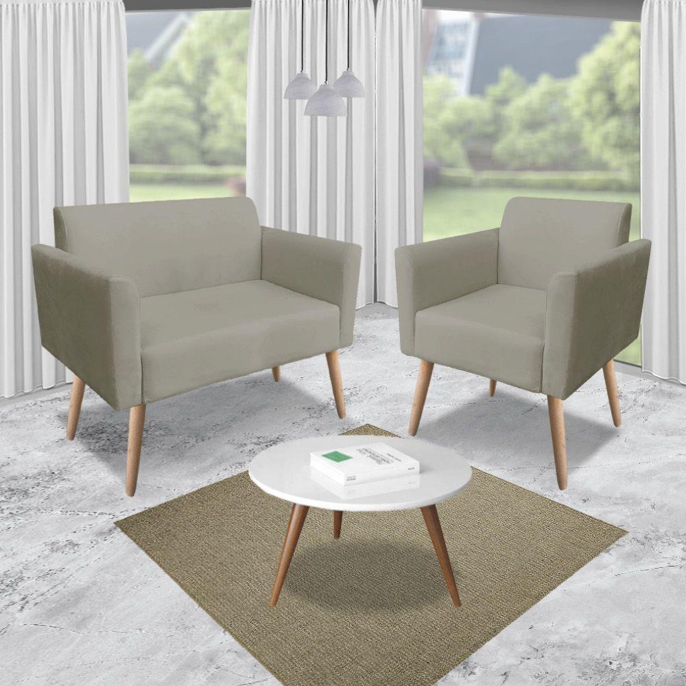 Kit 1 Namoradeira E 1 Poltrona Marisa Suede Marrom Rato - 9