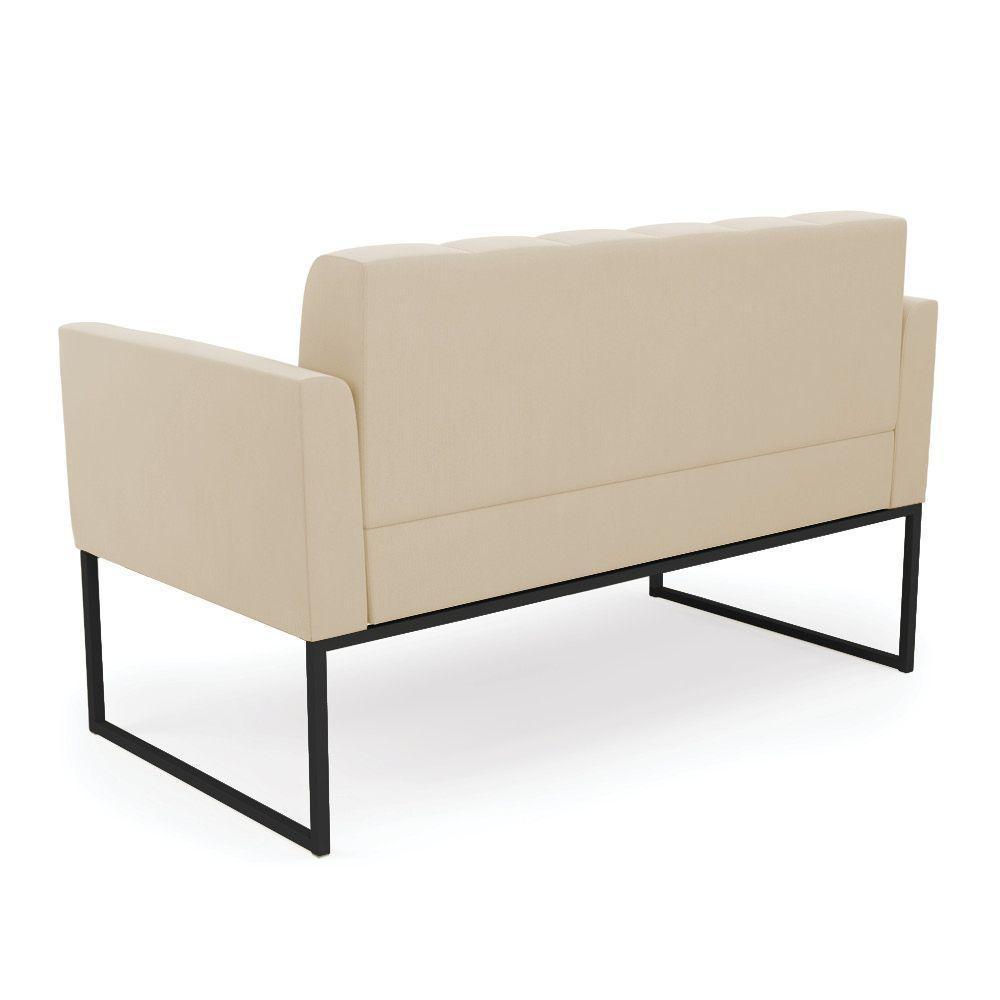 Kit 1 Sofá Namoradeira E 2 Poltronas Elisa Suede Base Metálica Industrial Preto - D'rossi Cor Bege - 7