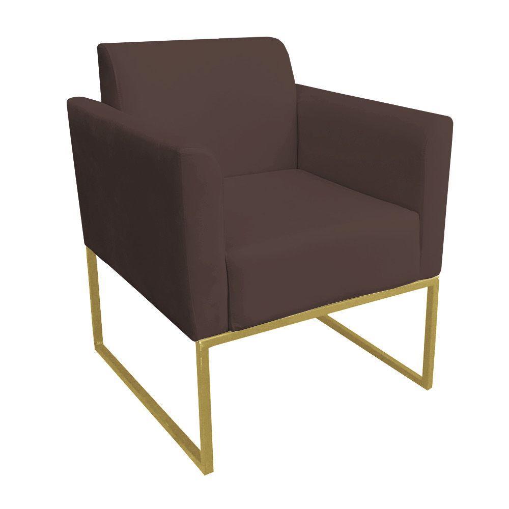 Kit 02 Poltronas Marisa Base Dourado Marrom - 2