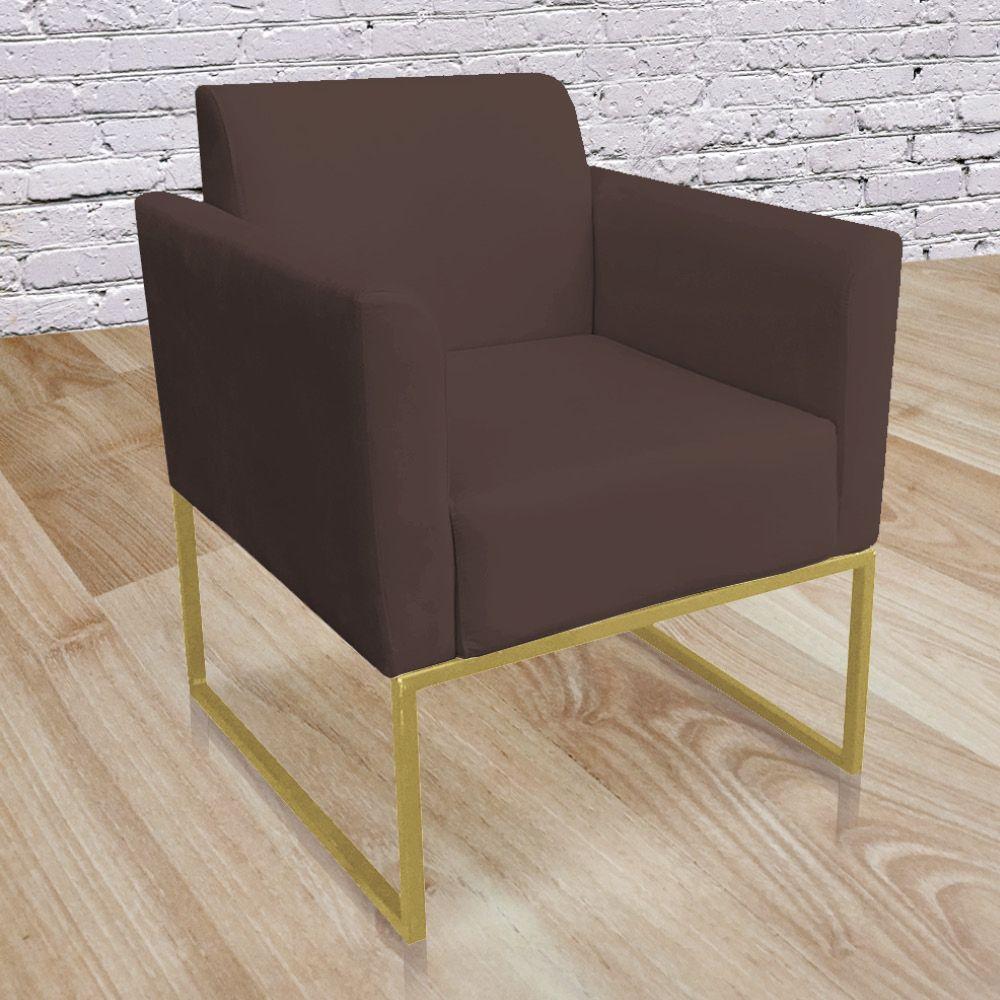 Kit 02 Poltronas Marisa Base Dourado Marrom - 6