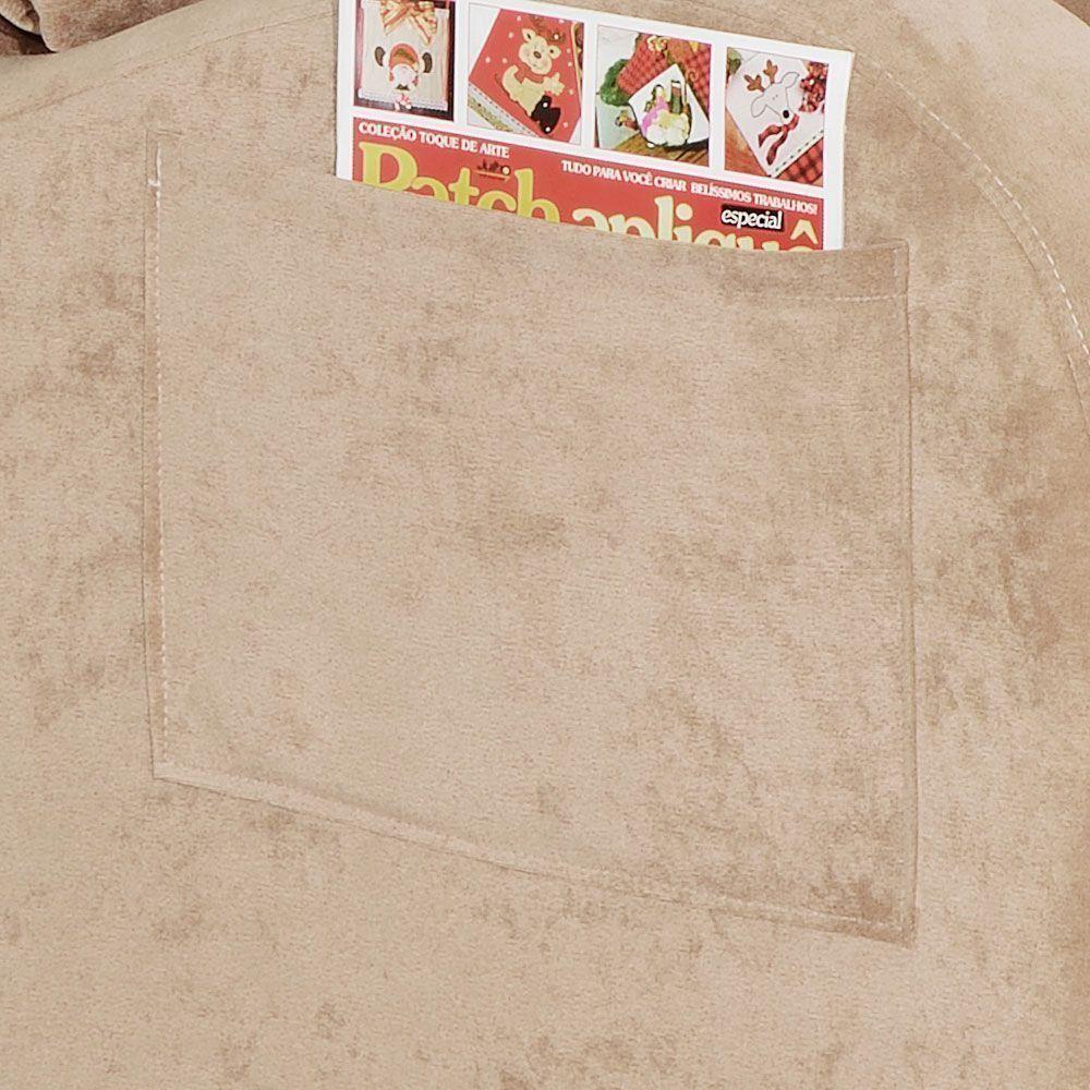 Poltrona De Amamentação Com Balanço Ludmila Suede Bege Médio - 6