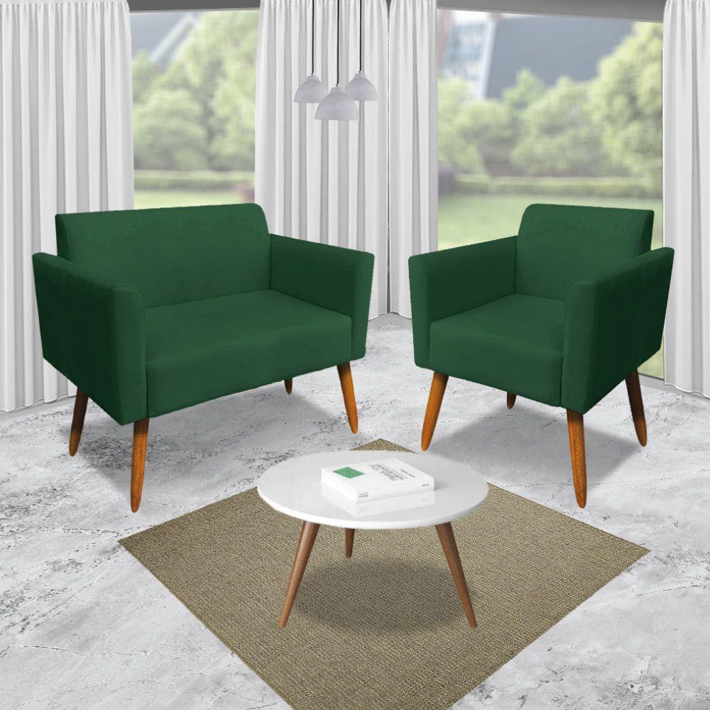 Kit 1 Namoradeira E 1 Poltrona Marisa Suede Verde - Drossi - 8