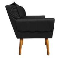 Kit 02 Poltronas Corino Preto Pés Palito Castanho D´rossi - 7