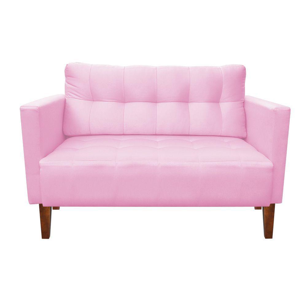 Kit Sofá Retrô 2 Lugares E 02 Poltronas Rosa Bebê - 4