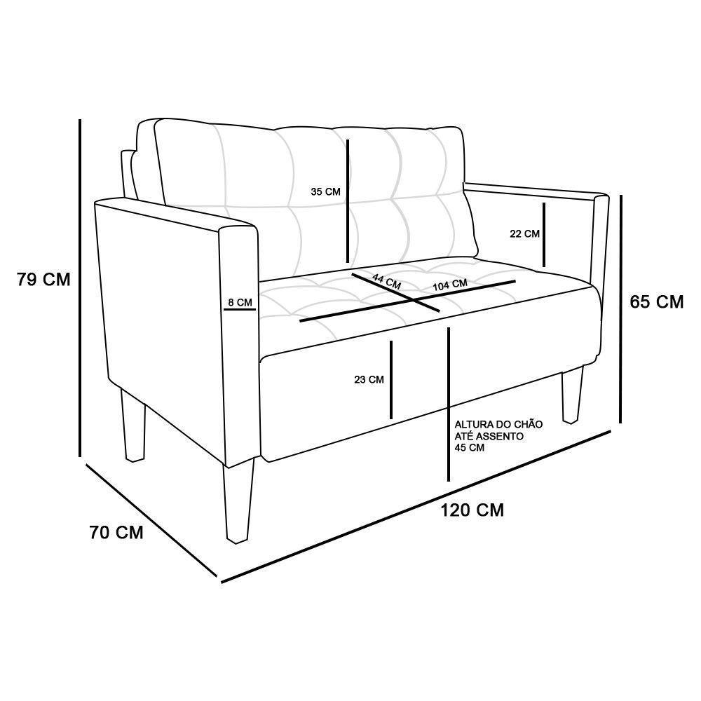Kit Sofá Retrô 2 Lugares E 02 Poltronas Rosa Bebê - 7