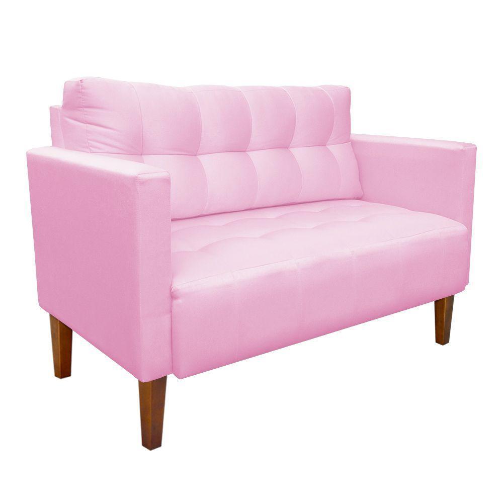 Kit Sofá Retrô 2 Lugares E 02 Poltronas Rosa Bebê - 9