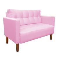 Kit Sofá Retrô 2 Lugares E 02 Poltronas Rosa Bebê - 14