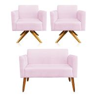 Kit 01 Namoradeira 02 Poltronas Marisa Rosa Bebê - 1