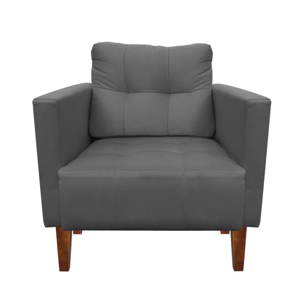 Kit Sofá Retrô 2 Lugares E 02 Poltronas Grafite - 4