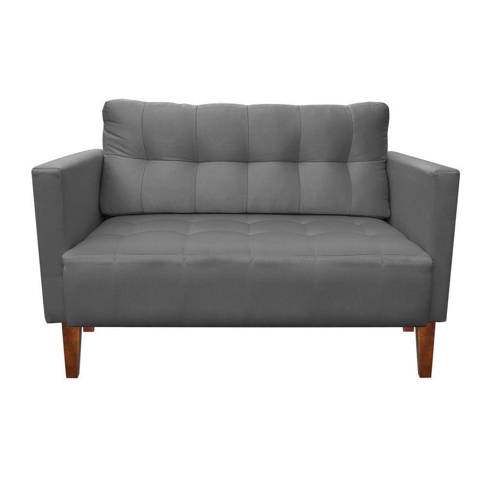 Kit Sofá Retrô 2 Lugares E 02 Poltronas Grafite - 10