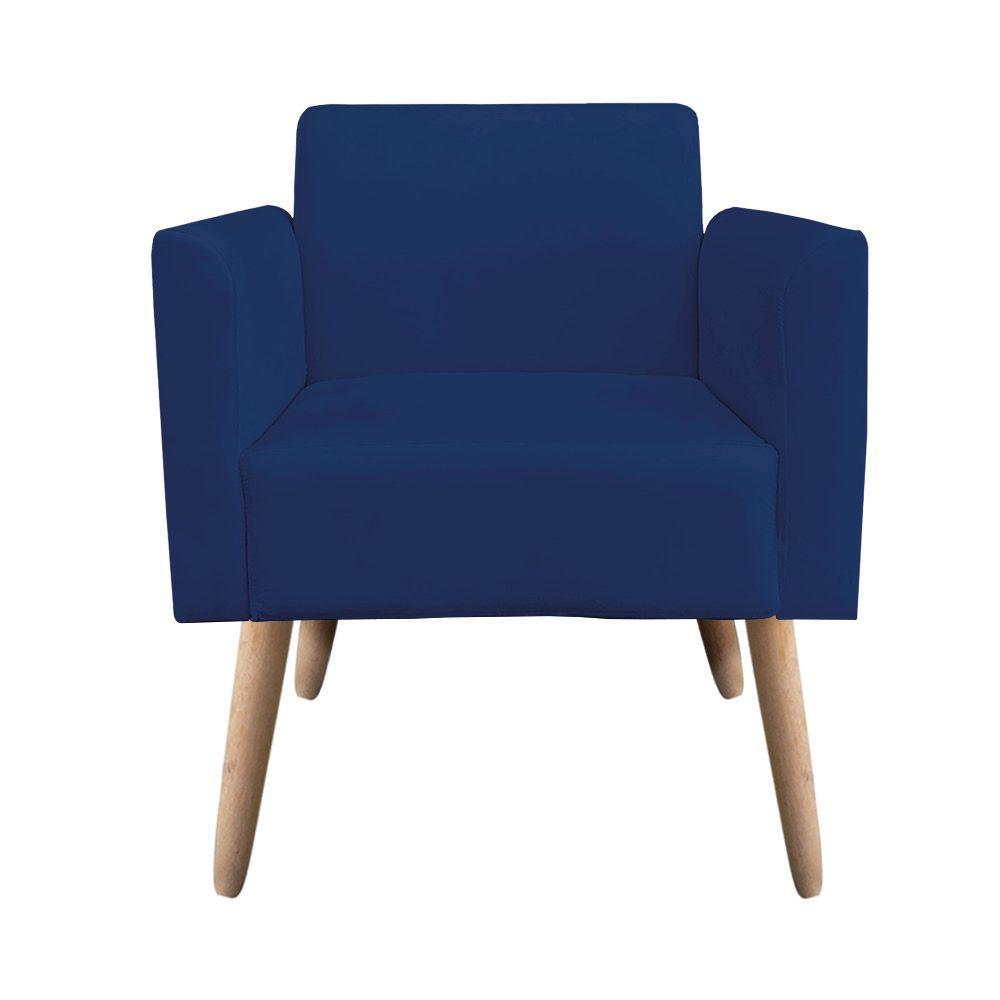 Poltrona Marisa Suede Azul Marinho Pés Palito Natural - 3