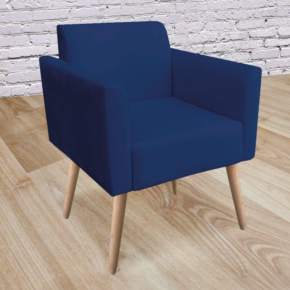 Poltrona Marisa Suede Azul Marinho Pés Palito Natural - 8