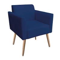 Poltrona Marisa Suede Azul Marinho Pés Palito Natural - 6
