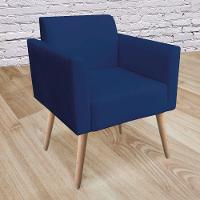 Poltrona Marisa Suede Azul Marinho Pés Palito Natural - 8