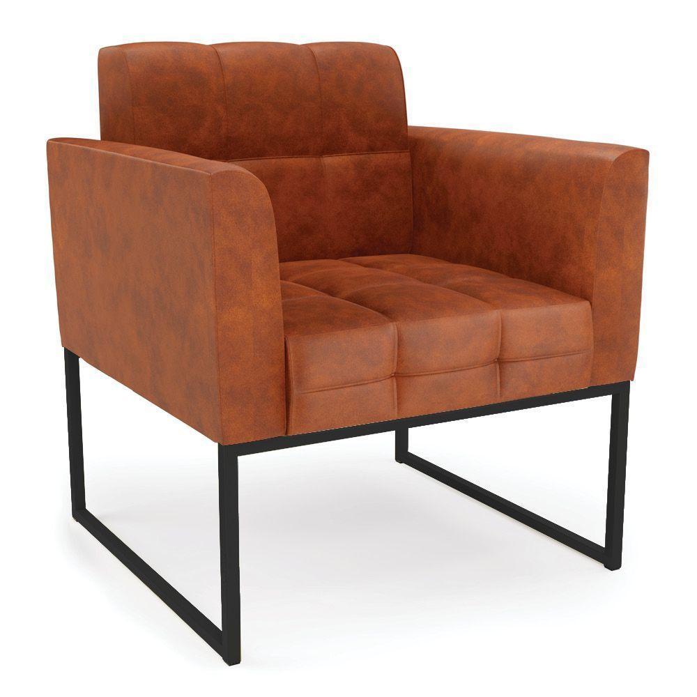 Kit 2 Poltronas Elisa Corano Nozes Base Metálica Industrial Preto - D'rossi - 8