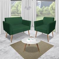 Kit 1 Namoradeira E 1 Poltrona Marisa Suede Verde