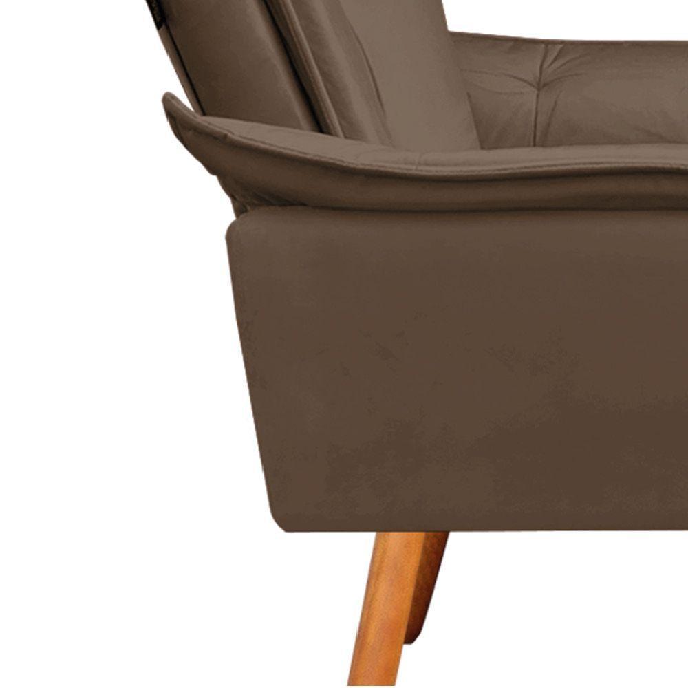 Poltrona Veludo Marrom Pés Palito Castanho D´rossi - 5