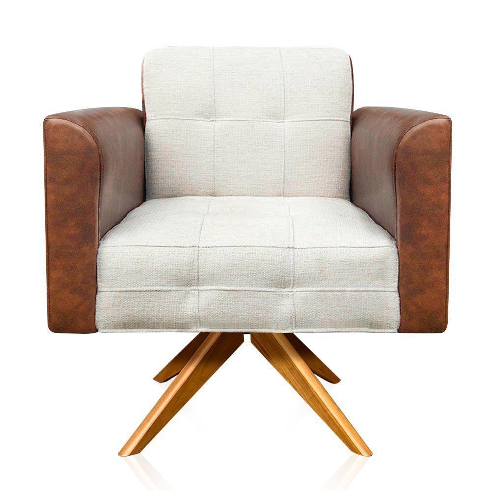 Poltrona Giratória Elisa Corano Nozes Linho Bege A19 - 1