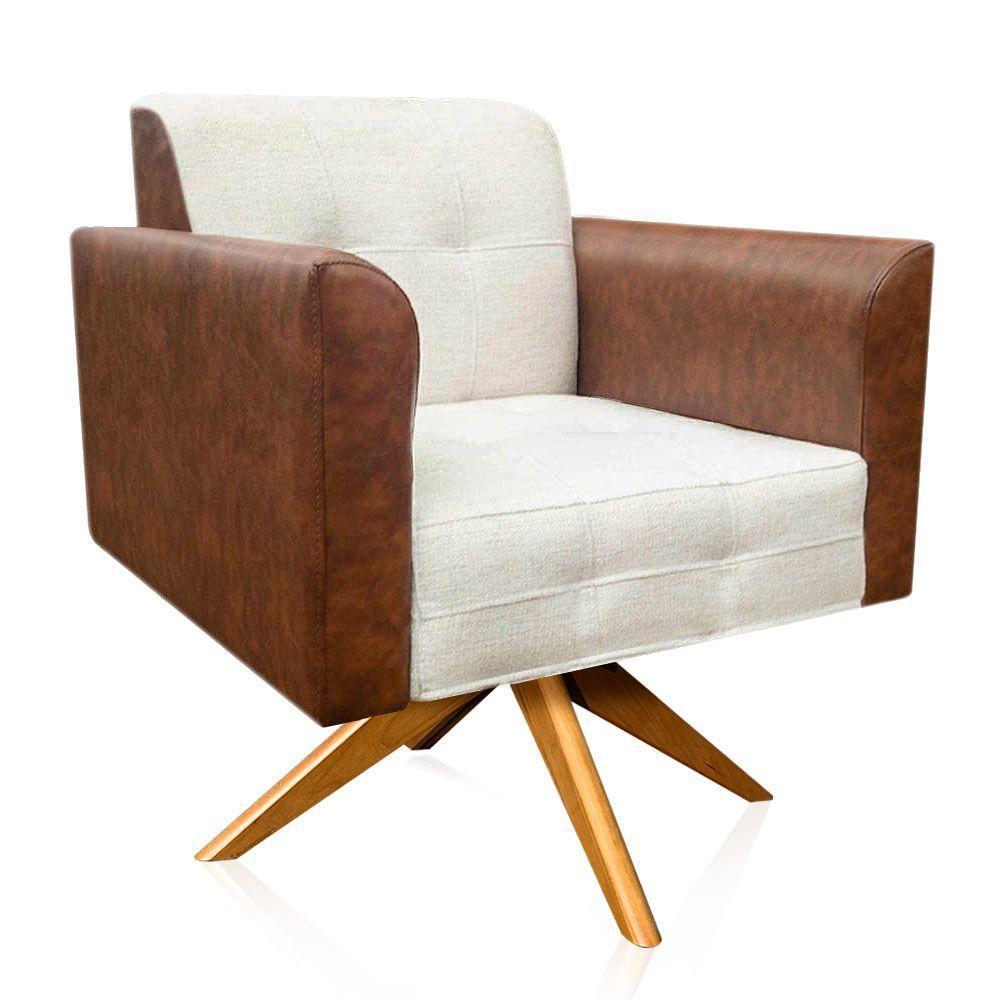 Poltrona Giratória Elisa Corano Nozes Linho Bege A19 - 5