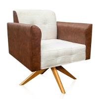 Poltrona Giratória Elisa Corano Nozes Linho Bege A19 - 5