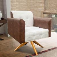 Poltrona Giratória Elisa Corano Nozes Linho Bege A19 - 7