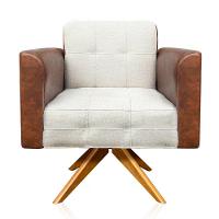 Poltrona Giratória Elisa Corano Nozes Linho Bege A19 - 8