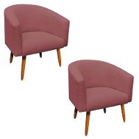 Kit 02 Poltronas Stella Linho Whisky Rosê A106 - 8