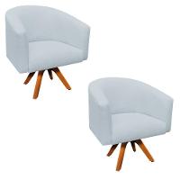 Kit 02 Poltronas Stella Linho Cinza Claro A05 - 7