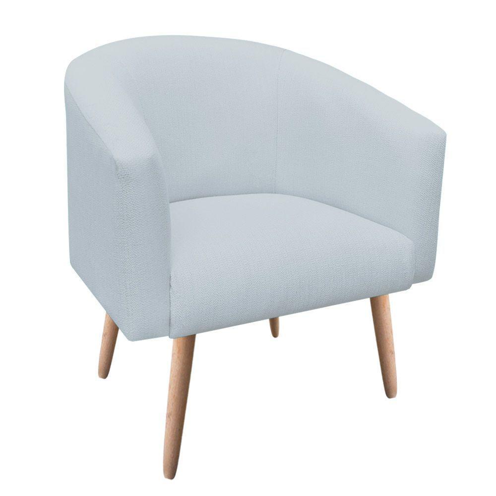 Poltrona Stella Linho Cinza Claro A05 Pés Palito Natural - 1