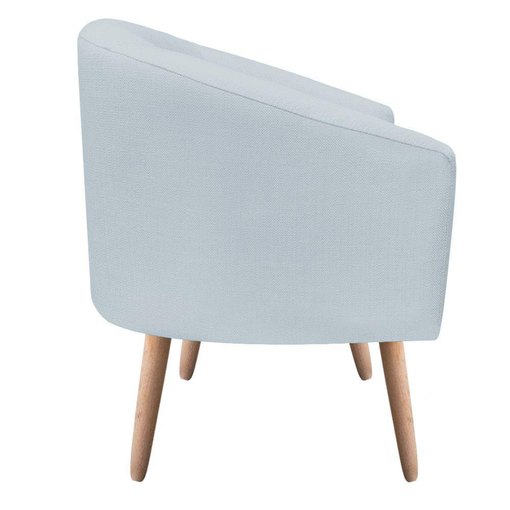 Poltrona Stella Linho Cinza Claro A05 Pés Palito Natural - 3