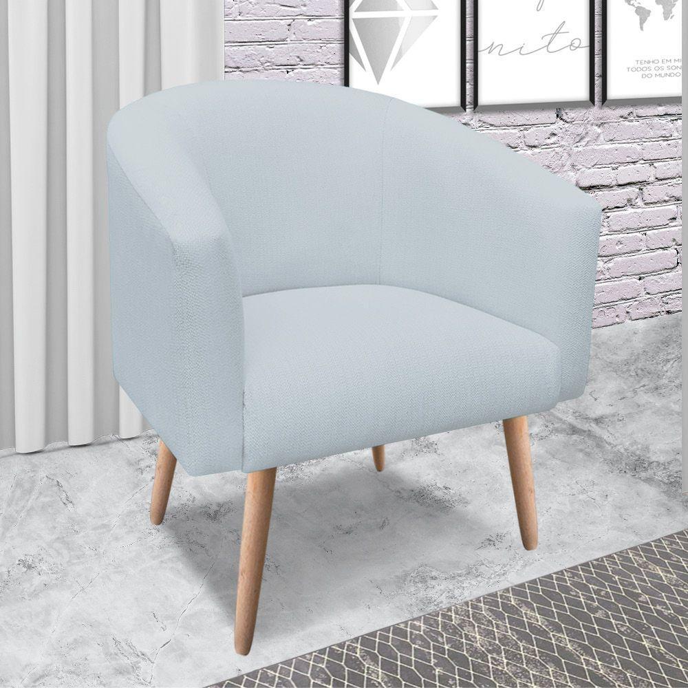 Poltrona Stella Linho Cinza Claro A05 Pés Palito Natural - 7