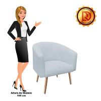 Poltrona Stella Linho Cinza Claro A05 Pés Palito Natural - 6