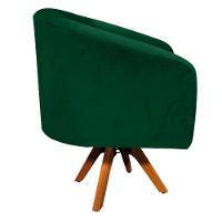 Poltrona Giratória Stella Suede Verde Base Madeira - 7