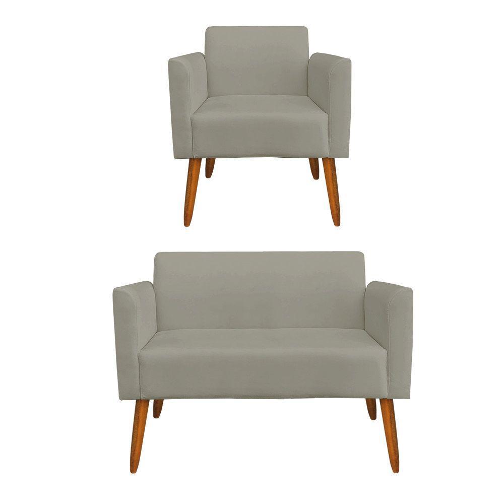 Kit 1 Namoradeira E 1 Poltrona Marisa Suede Marrom Rato - 4