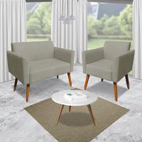 Kit 1 Namoradeira E 1 Poltrona Marisa Suede Marrom Rato - 7