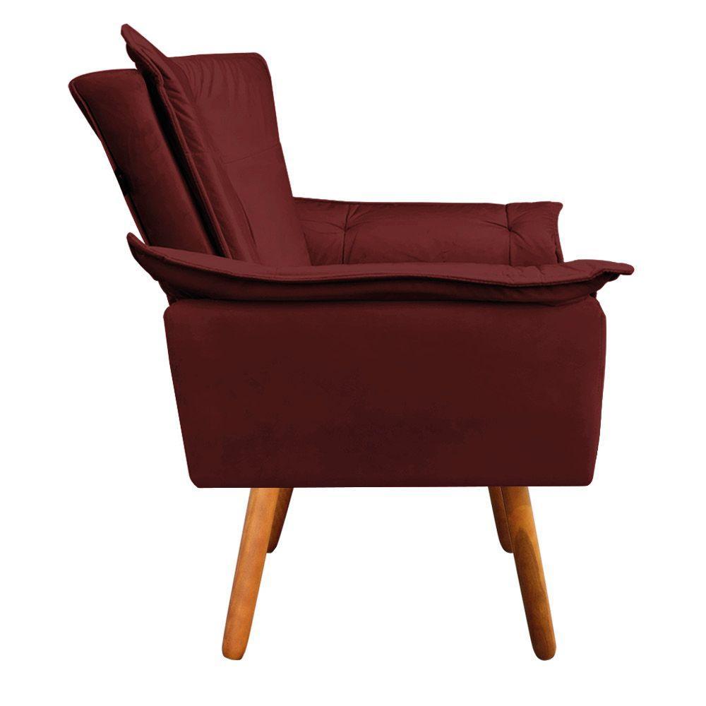 Poltrona Veludo Marsala Pés Palito Castanho D´rossi - 6