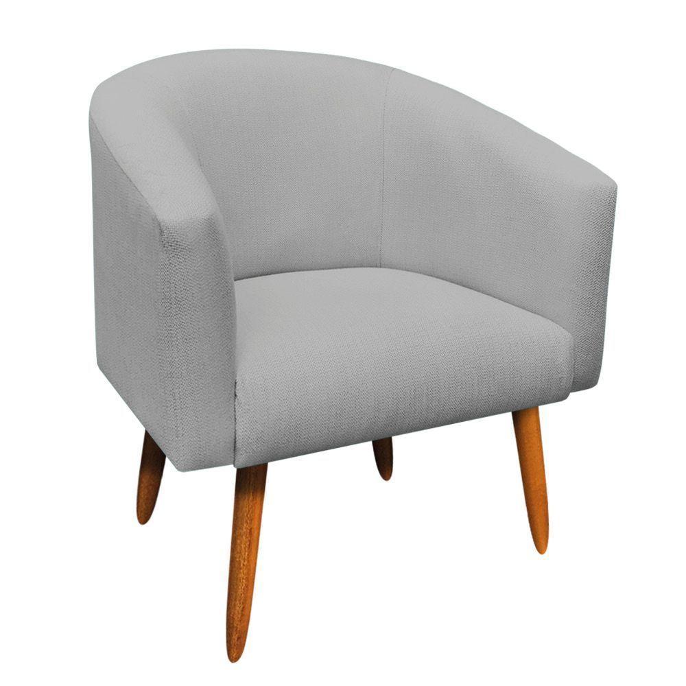 Poltrona Stella Linho Grafite A26 Pés Palito Castanho - 1