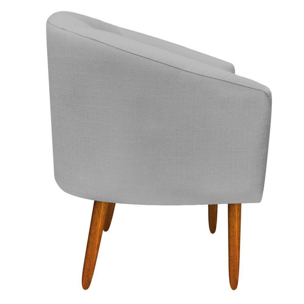 Poltrona Stella Linho Grafite A26 Pés Palito Castanho - 7