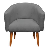 Poltrona Stella Linho Grafite A26 Pés Palito Castanho - 3