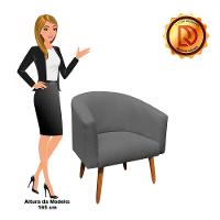 Poltrona Stella Linho Grafite A26 Pés Palito Castanho - 10