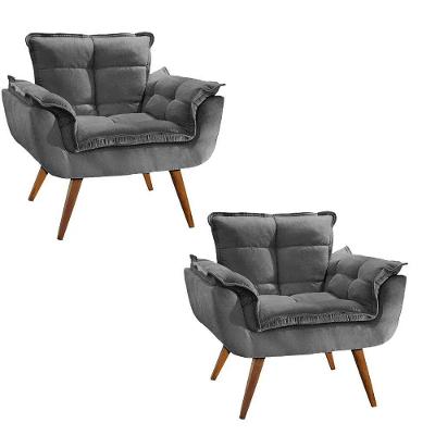 Kit 02 Poltronas Decorativa Opala C/Fibra Siliconada