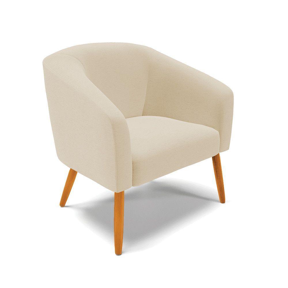 Poltrona Linho Pés Palito Castanho Cor A27 Areia - 1