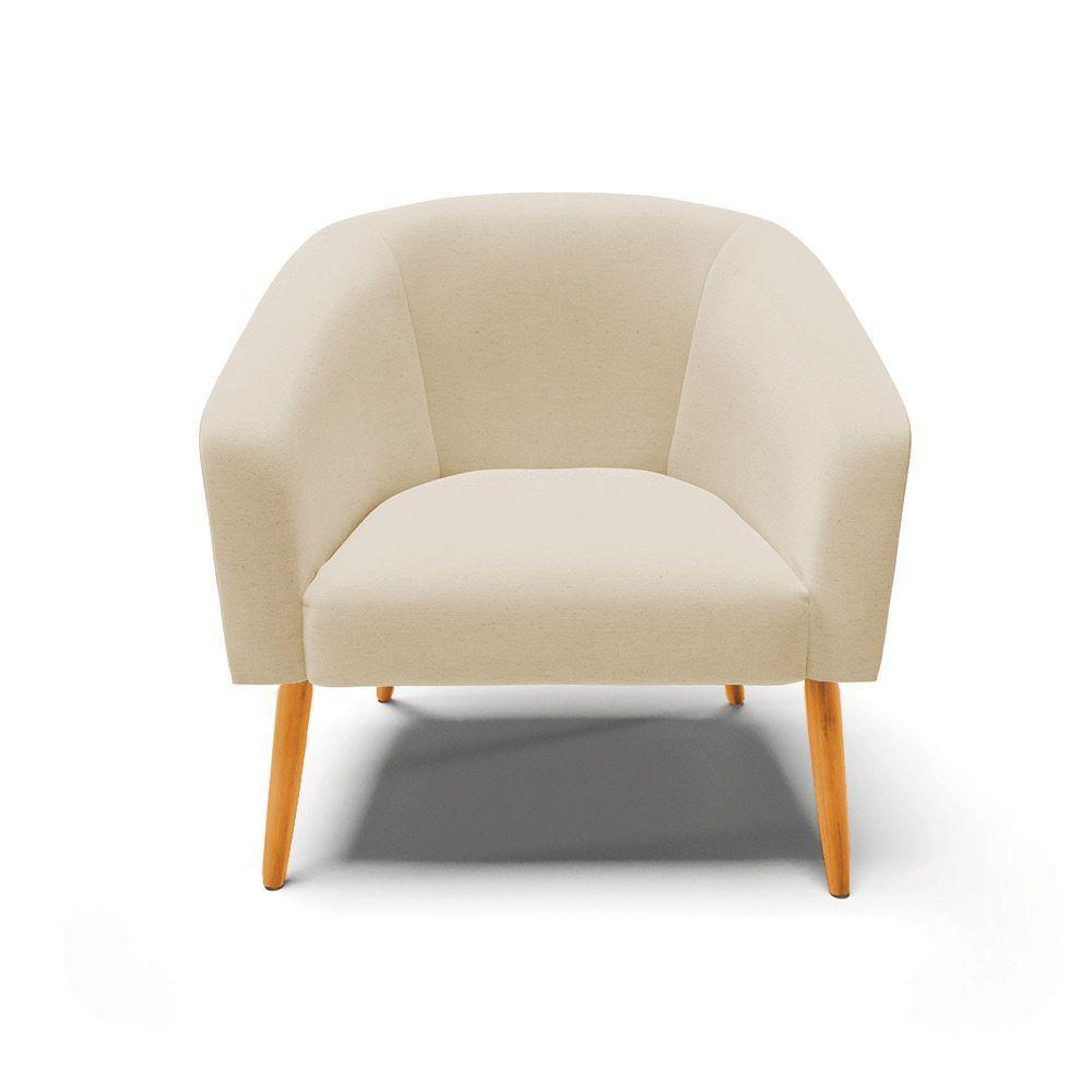 Poltrona Linho Pés Palito Castanho Cor A27 Areia - 5