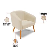 Poltrona Linho Pés Palito Castanho Cor A27 Areia - 2