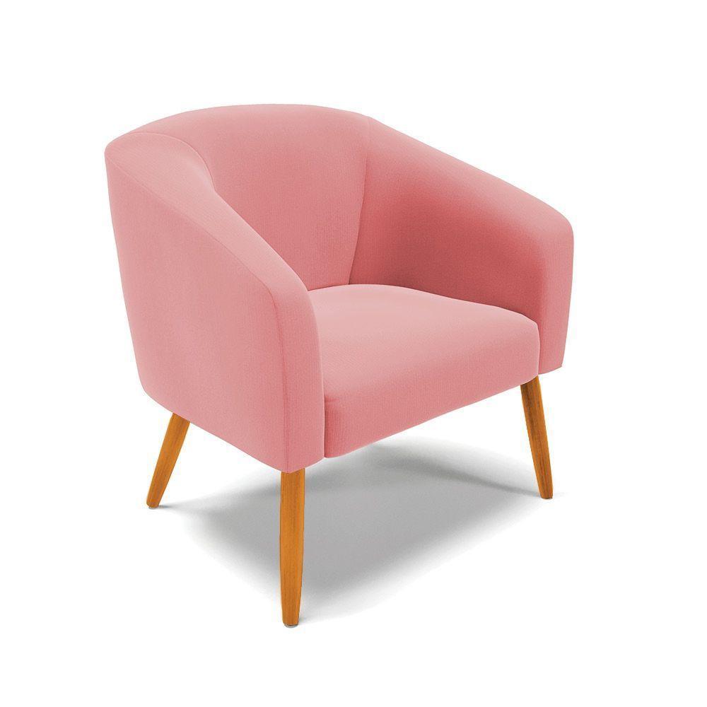 Poltrona Stella Suede Pés Palito Castanho - D'rossi Cor Rose - 1