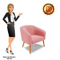 Poltrona Stella Suede Pés Palito Castanho - D'rossi Cor Rose - 3