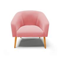 Poltrona Stella Suede Pés Palito Castanho - D'rossi Cor Rose - 5